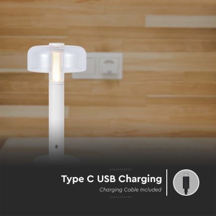 LED Candeeiro de mesa tácil recarregável com regulação LED/1W/5V 3000K 1800 mAh branco