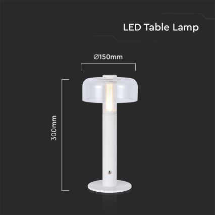 LED Candeeiro de mesa tácil recarregável com regulação LED/1W/5V 3000K 1800 mAh branco