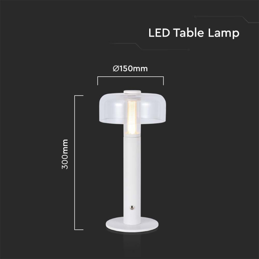 LED Candeeiro de mesa tácil recarregável com regulação LED/1W/5V 3000K 1800 mAh branco
