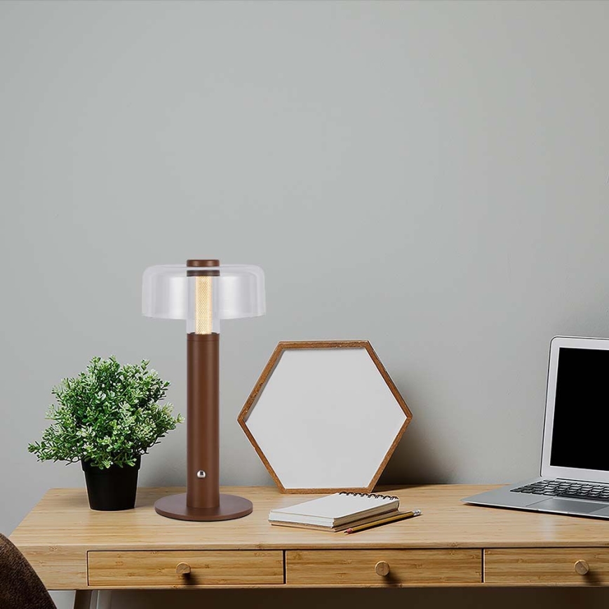 LED Candeeiro de mesa tácil recarregável com regulação LED/1W/5V 3000K 1800 mAh castanho