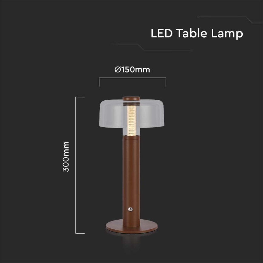 LED Candeeiro de mesa tácil recarregável com regulação LED/1W/5V 3000K 1800 mAh castanho