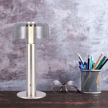 LED Candeeiro de mesa tácil recarregável com regulação LED/1W/5V 3000K 1800 mAh dourada
