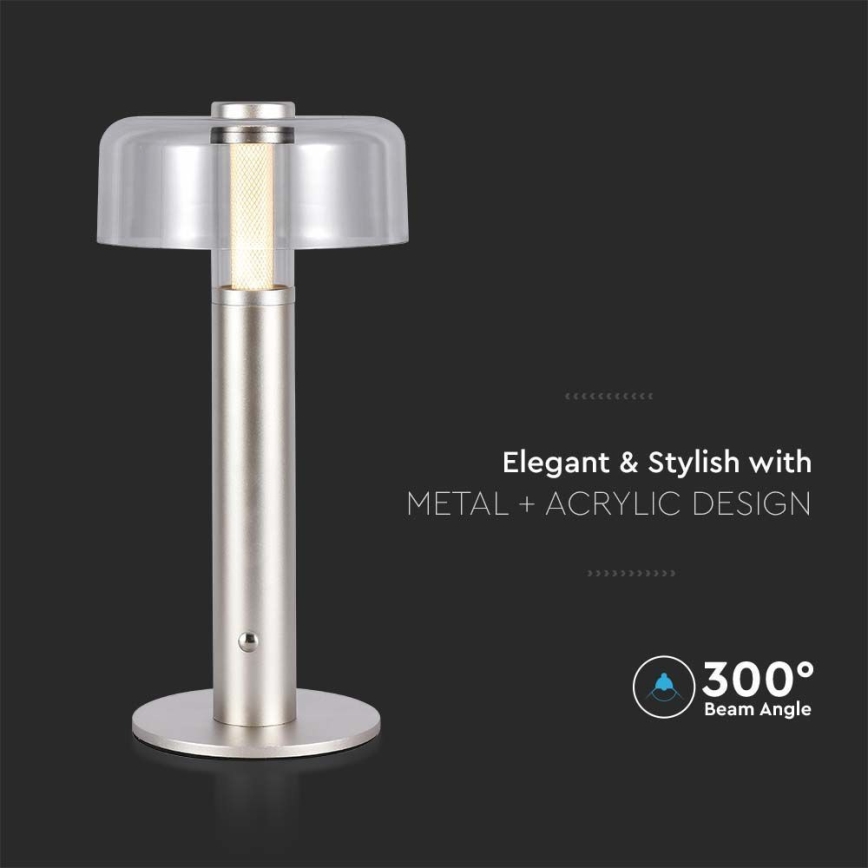 LED Candeeiro de mesa tácil recarregável com regulação LED/1W/5V 3000K 1800 mAh dourada