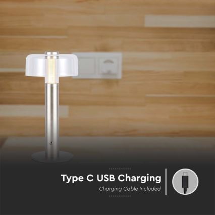 LED Candeeiro de mesa tácil recarregável com regulação LED/1W/5V 3000K 1800 mAh dourada