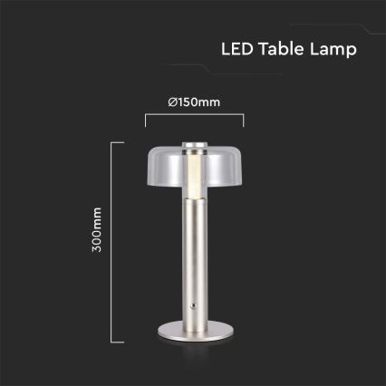 LED Candeeiro de mesa tácil recarregável com regulação LED/1W/5V 3000K 1800 mAh dourada