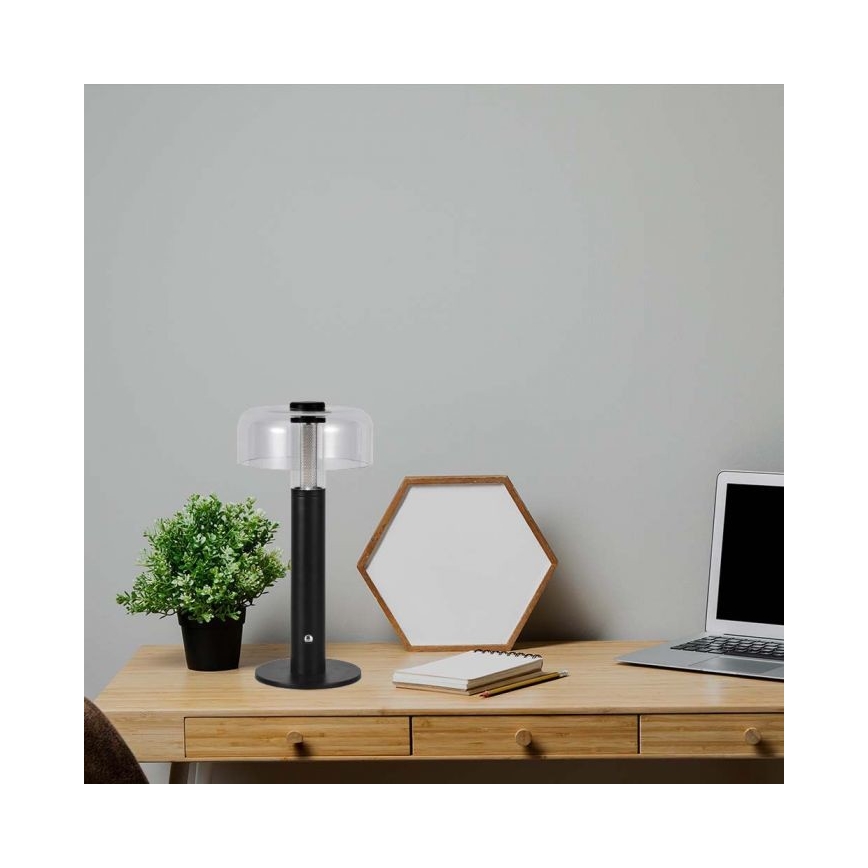 LED Candeeiro de mesa tácil recarregável com regulação LED/1W/5V 3000K 1800 mAh preto