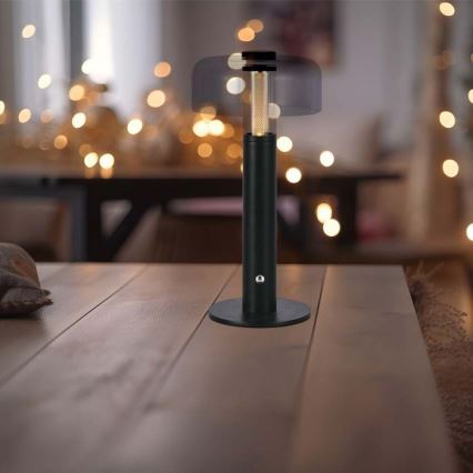 LED Candeeiro de mesa tácil recarregável com regulação LED/1W/5V 3000K 1800 mAh preto