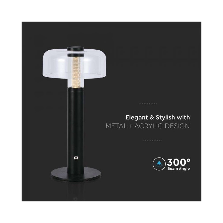 LED Candeeiro de mesa tácil recarregável com regulação LED/1W/5V 3000K 1800 mAh preto