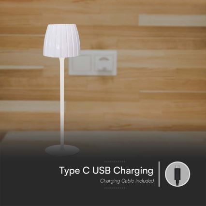LED Candeeiro de mesa tácil recarregável com regulação LED/2,7W/5V 3000/4000/6000K 1800 mAh branco