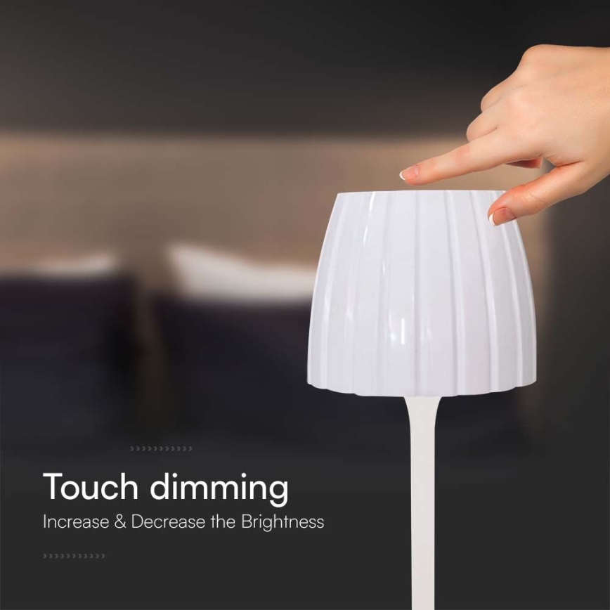 LED Candeeiro de mesa tácil recarregável com regulação LED/2,7W/5V 3000/4000/6000K 1800 mAh branco