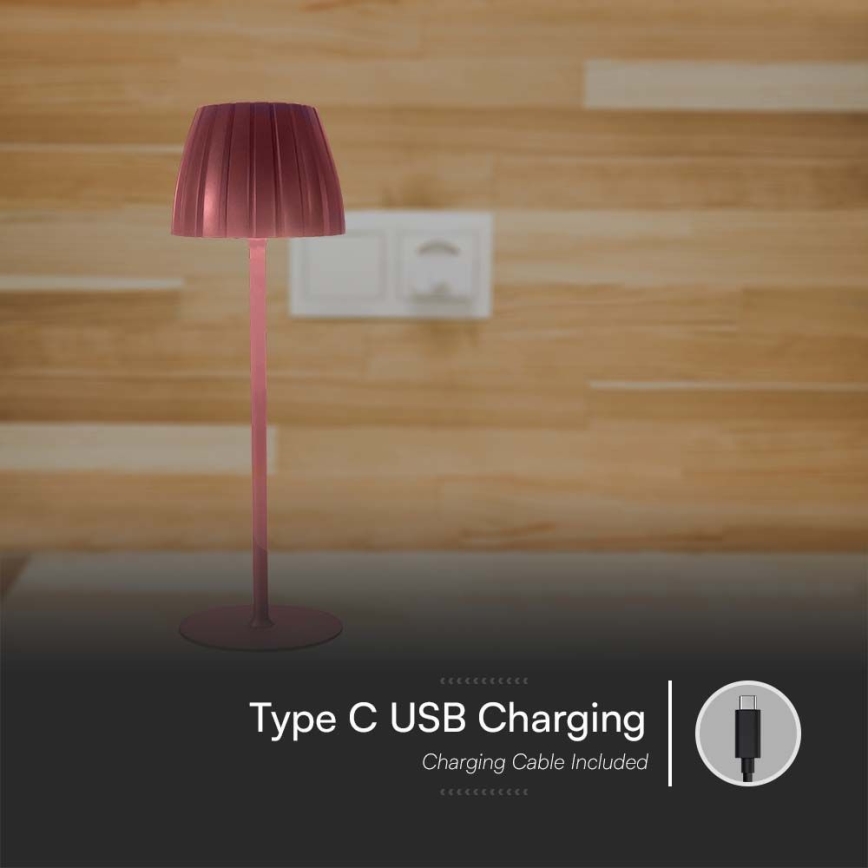LED Candeeiro de mesa tácil recarregável com regulação LED/2,7W/5V 3000/4000/6000K 1800 mAh castanho