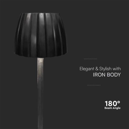 LED Candeeiro de mesa tácil recarregável com regulação LED/2,7W/5V 3000/4000/6000K 1800 mAh preto