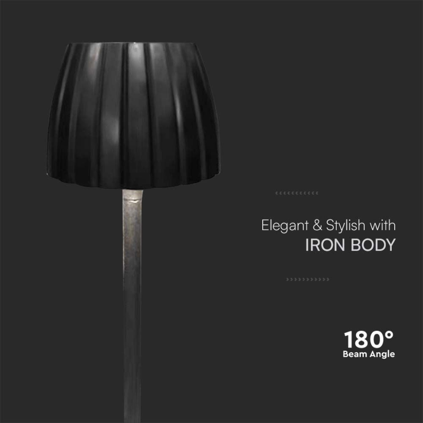 LED Candeeiro de mesa tácil recarregável com regulação LED/2,7W/5V 3000/4000/6000K 1800 mAh preto