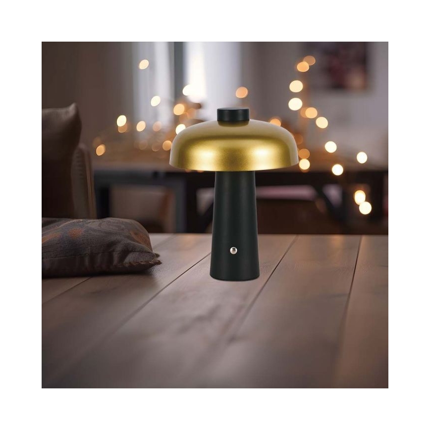 LED Candeeiro de mesa tácil recarregável com regulação LED/3W/5V 3000-6000K 1800 mAh preto/dourada