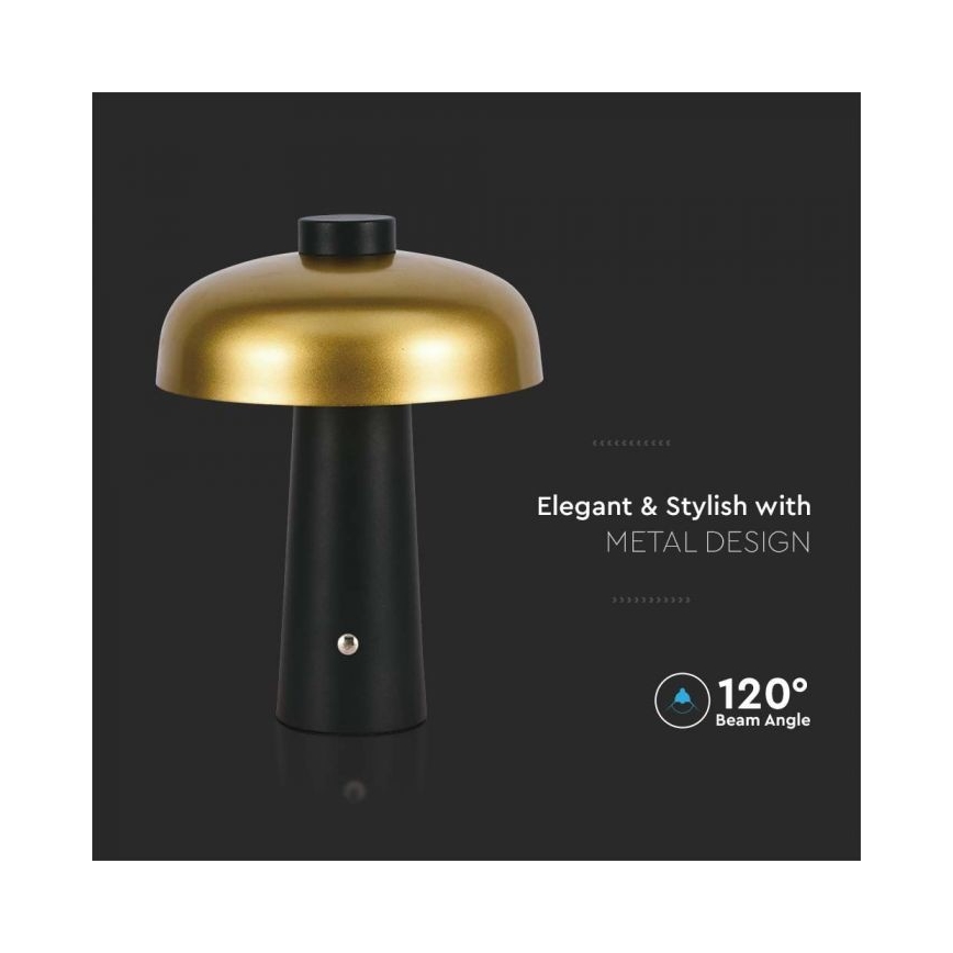 LED Candeeiro de mesa tácil recarregável com regulação LED/3W/5V 3000-6000K 1800 mAh preto/dourada