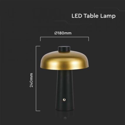 LED Candeeiro de mesa tácil recarregável com regulação LED/3W/5V 3000-6000K 1800 mAh preto/dourada