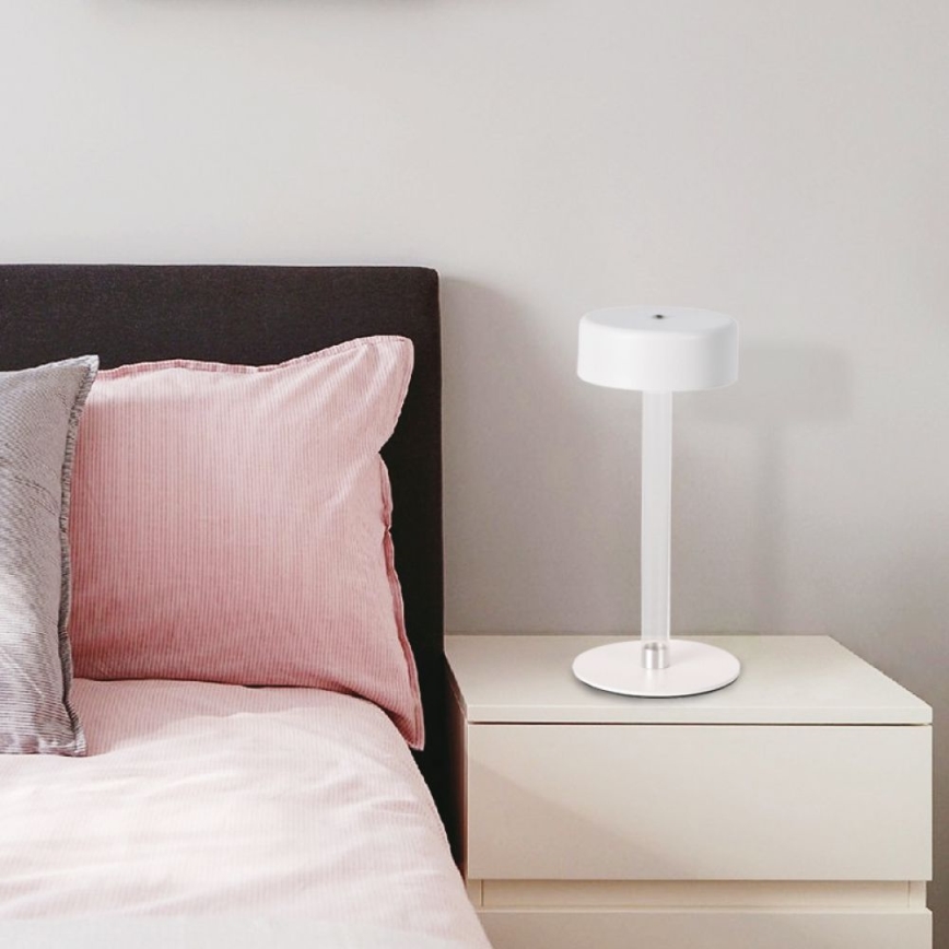 LED Candeeiro de mesa tácil recarregável com regulação LED/3W/5V 3000-6000K 2400 mAh branco