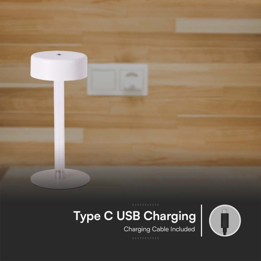 LED Candeeiro de mesa tácil recarregável com regulação LED/3W/5V 3000-6000K 2400 mAh branco