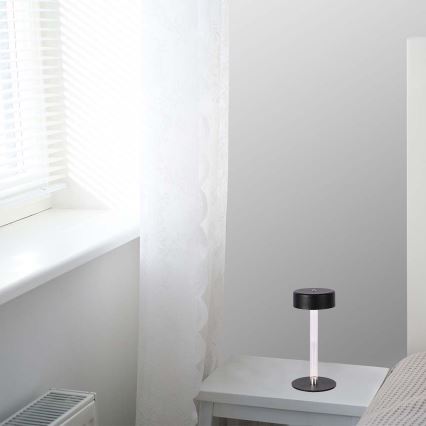 LED Candeeiro de mesa tácil recarregável com regulação LED/3W/5V 3000-6000K 2400 mAh preto