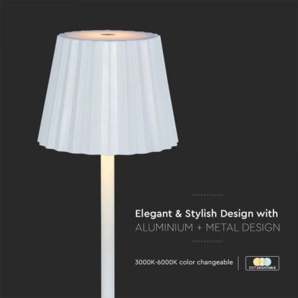 LED Candeeiro de mesa tácil recarregável com regulação LED/4W/5V 3000-6000K 1800 mAh branco