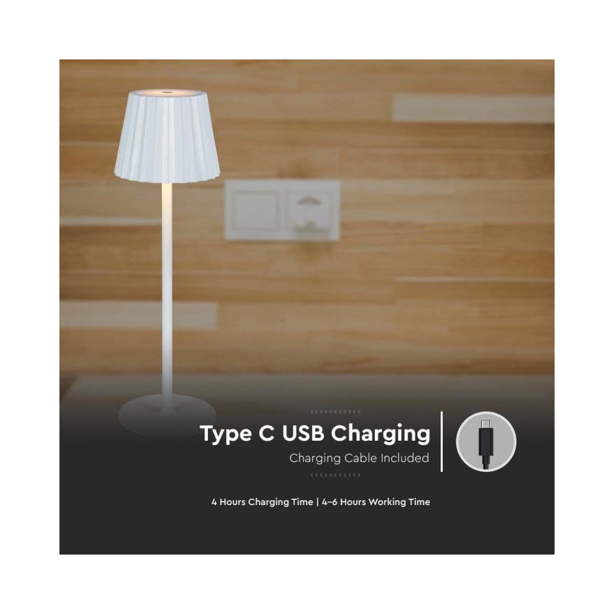 LED Candeeiro de mesa tácil recarregável com regulação LED/4W/5V 3000-6000K 1800 mAh branco