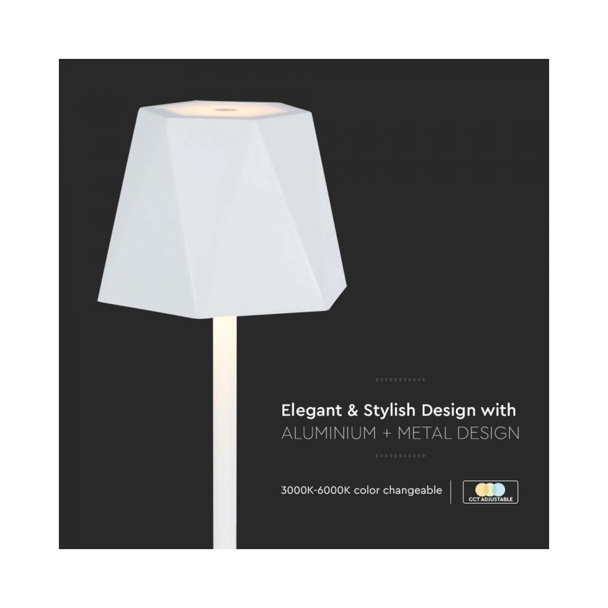 LED Candeeiro de mesa tácil recarregável com regulação LED/4W/5V 3000-6000K 1800 mAh branco
