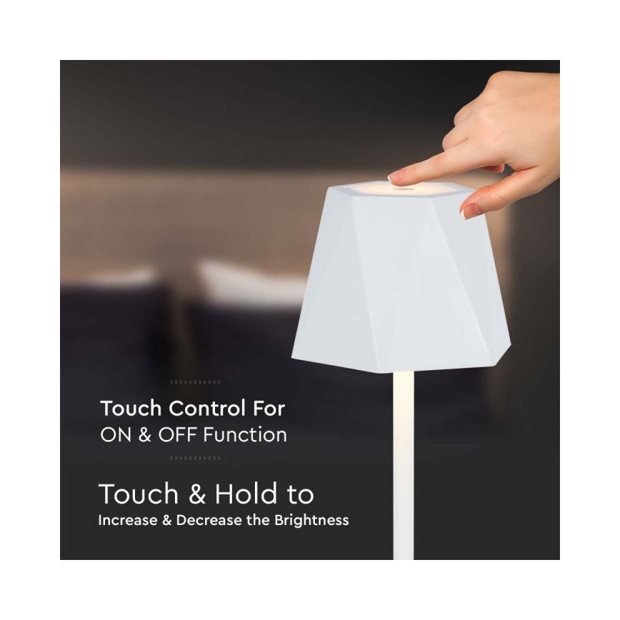 LED Candeeiro de mesa tácil recarregável com regulação LED/4W/5V 3000-6000K 1800 mAh branco