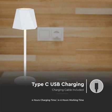 LED Candeeiro de mesa tácil recarregável com regulação LED/4W/5V 3000-6000K 1800 mAh branco