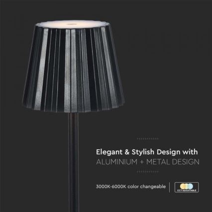LED Candeeiro de mesa tácil recarregável com regulação LED/4W/5V 3000-6000K 1800 mAh preto