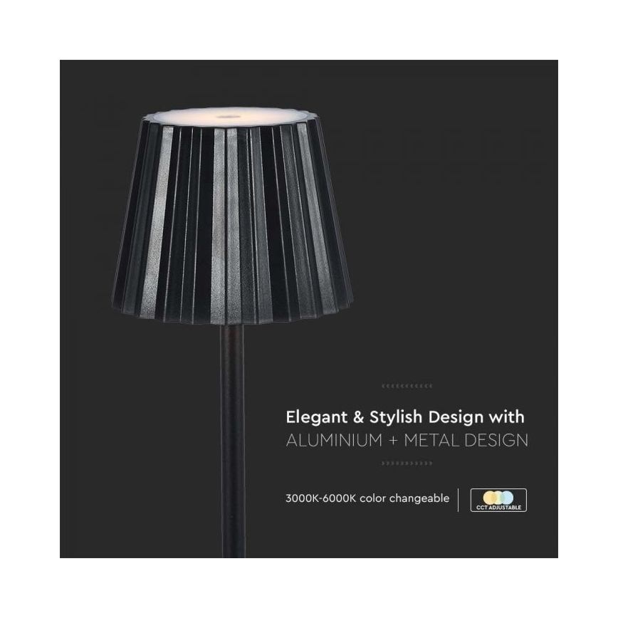 LED Candeeiro de mesa tácil recarregável com regulação LED/4W/5V 3000-6000K 1800 mAh preto