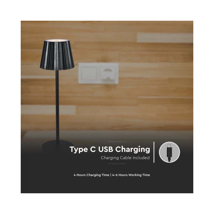 LED Candeeiro de mesa tácil recarregável com regulação LED/4W/5V 3000-6000K 1800 mAh preto