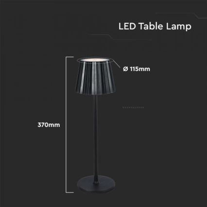 LED Candeeiro de mesa tácil recarregável com regulação LED/4W/5V 3000-6000K 1800 mAh preto