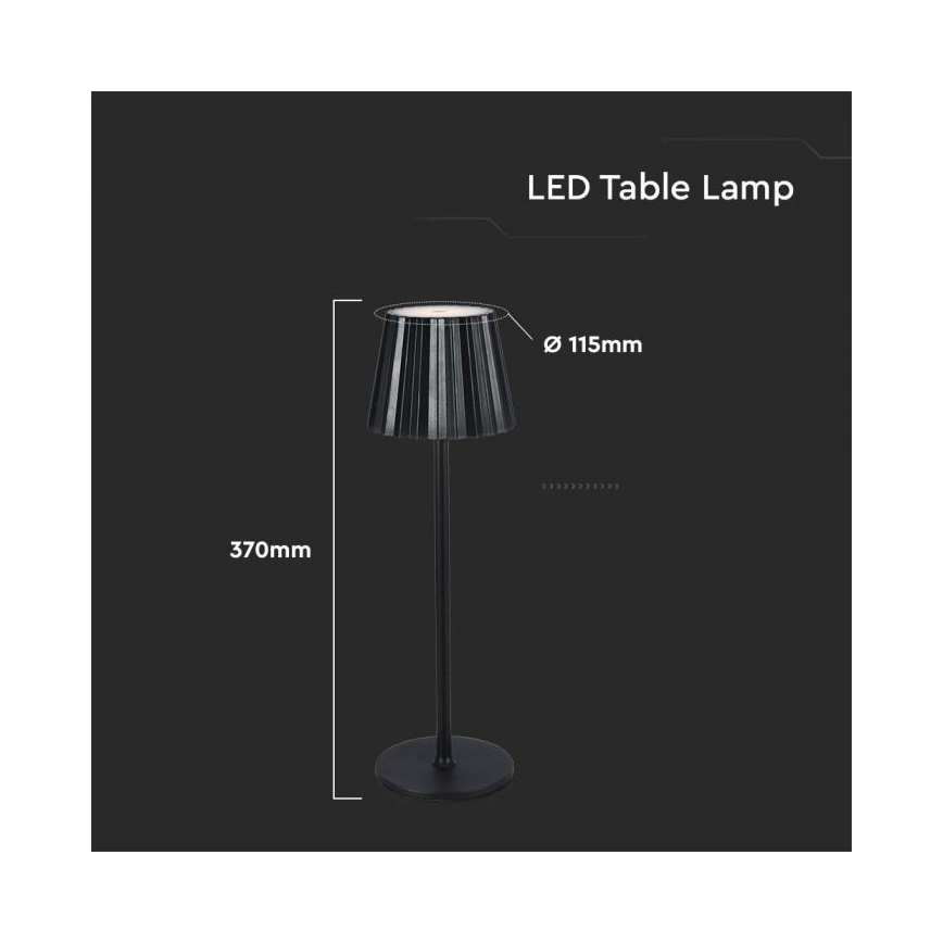 LED Candeeiro de mesa tácil recarregável com regulação LED/4W/5V 3000-6000K 1800 mAh preto