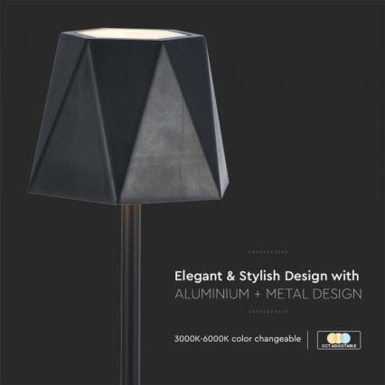 LED Candeeiro de mesa tácil recarregável com regulação LED/4W/5V 3000-6000K 1800 mAh preto