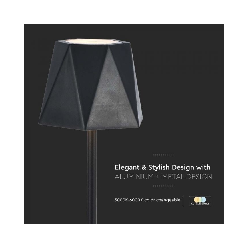 LED Candeeiro de mesa tácil recarregável com regulação LED/4W/5V 3000-6000K 1800 mAh preto