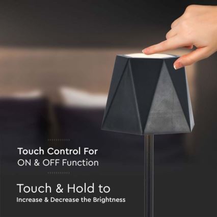 LED Candeeiro de mesa tácil recarregável com regulação LED/4W/5V 3000-6000K 1800 mAh preto