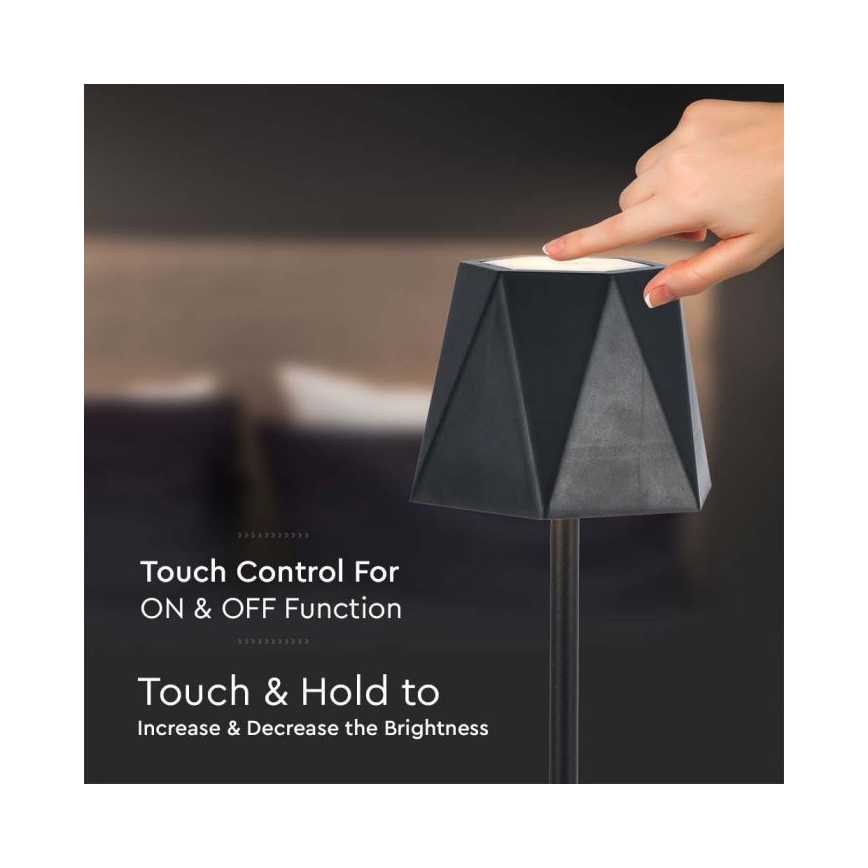 LED Candeeiro de mesa tácil recarregável com regulação LED/4W/5V 3000-6000K 1800 mAh preto