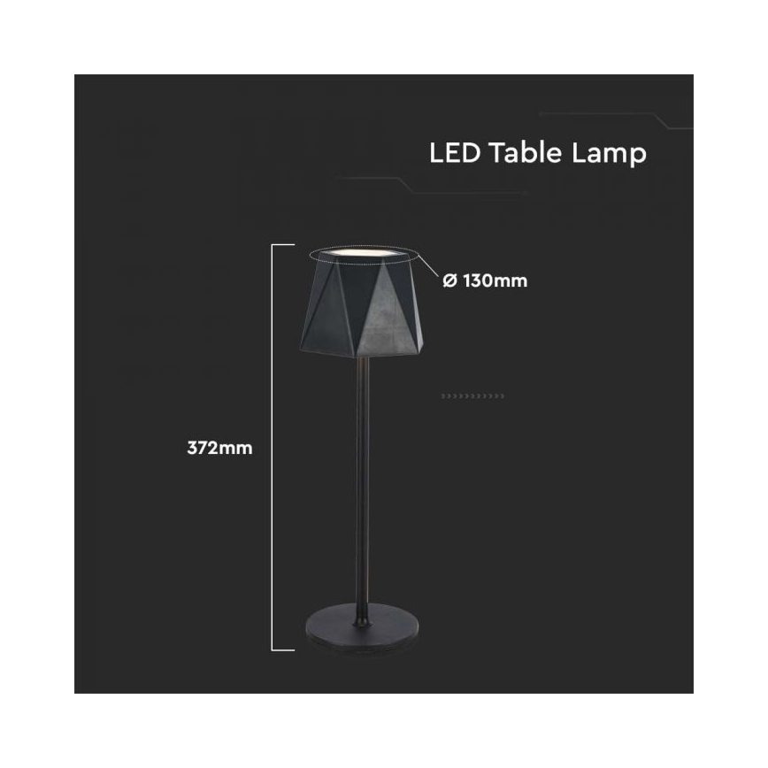 LED Candeeiro de mesa tácil recarregável com regulação LED/4W/5V 3000-6000K 1800 mAh preto