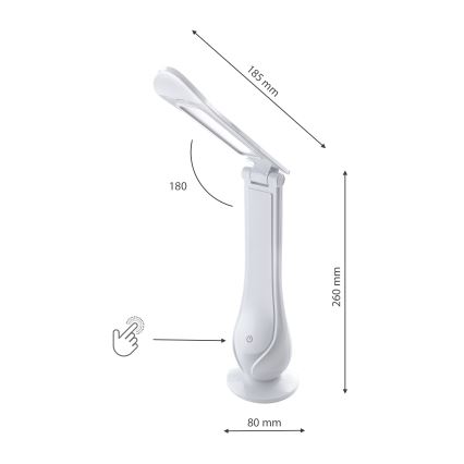 LED Candeeiro de mesa recarregável com regulação LILLY LED/4W/5V 1200 mAh branco