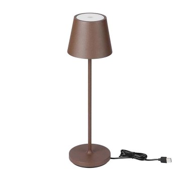 LED Candeeiro de mesa recarregável e táctil com regulação LED/2W/5V 4400 mAh 3000K IP54 castanho