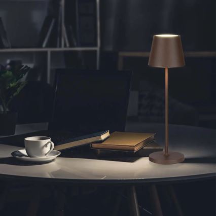 LED Candeeiro de mesa recarregável e táctil com regulação LED/2W/5V 4400 mAh 3000K IP54 castanho