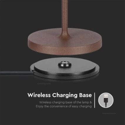 LED Candeeiro de mesa recarregável e táctil com regulação LED/2W/5V 4400 mAh 3000K IP54 castanho