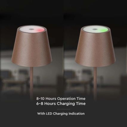 LED Candeeiro de mesa recarregável e táctil com regulação LED/2W/5V 4400 mAh 3000K IP54 castanho