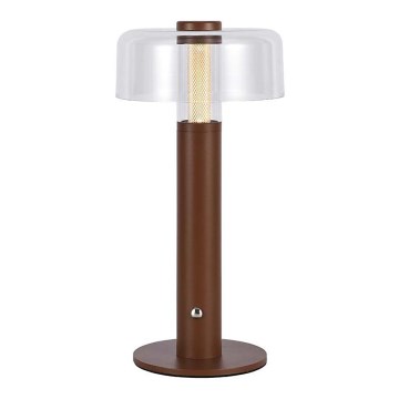 LED Candeeiro de mesa tácil recarregável com regulação LED/1W/5V 3000K 1800 mAh castanho