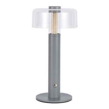 LED Candeeiro de mesa tácil recarregável com regulação LED/1W/5V 3000K 1800 mAh cinzento