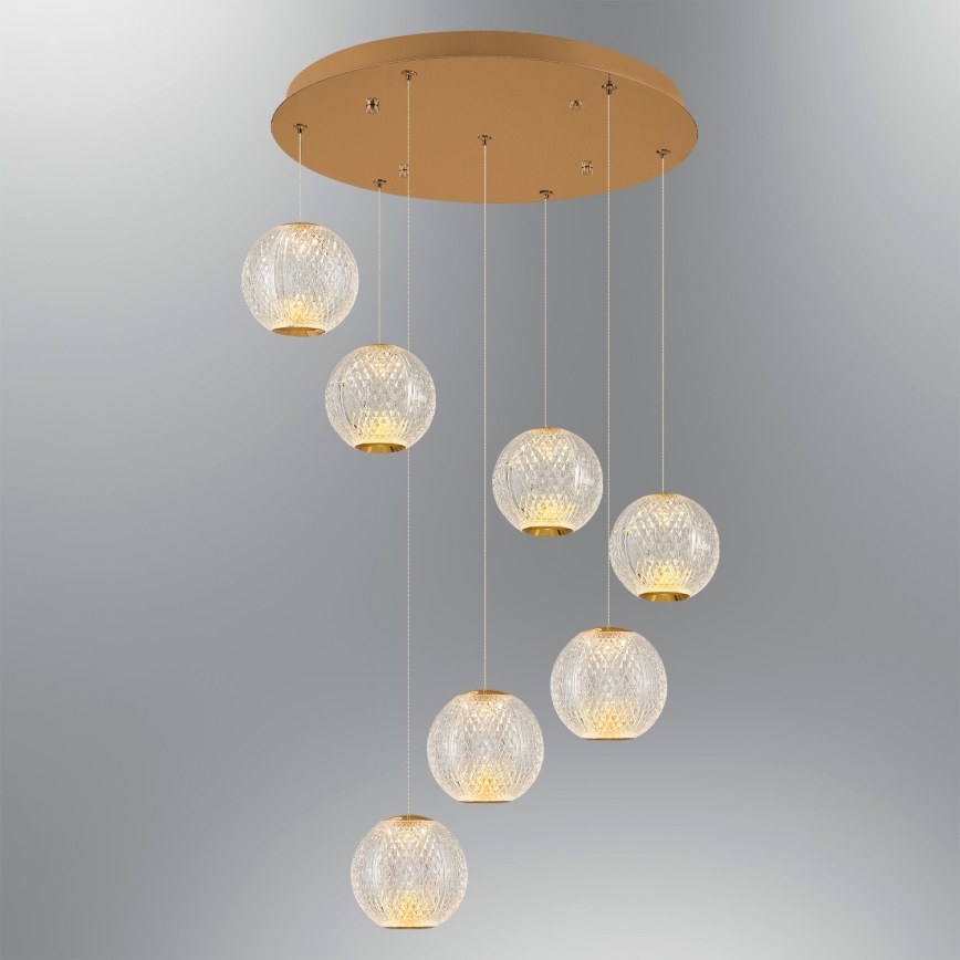 LED Candeeiro suspenso CREMONA 7xLED/5W/230V 3000K dourado