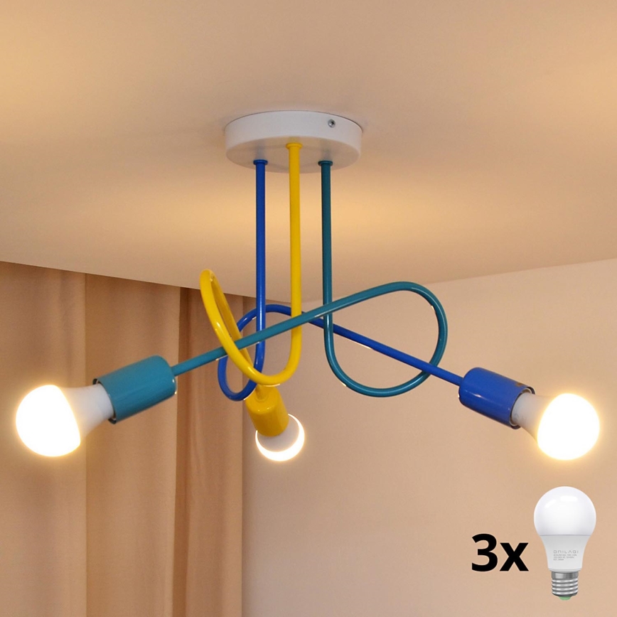 LED Candelabro integrado de criança OXFORD 3xE27/15W/230V