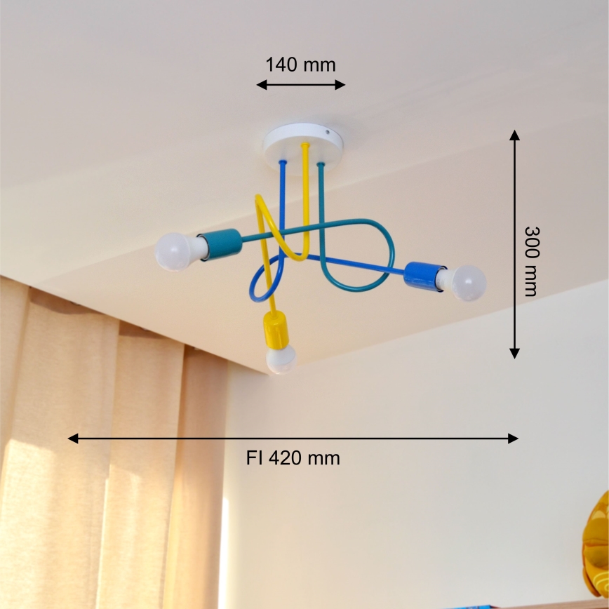 LED Candelabro integrado de criança OXFORD 3xE27/15W/230V