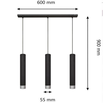 LED Candelabro sobre uma corda TUBA 3xGU10/4,8W/230V