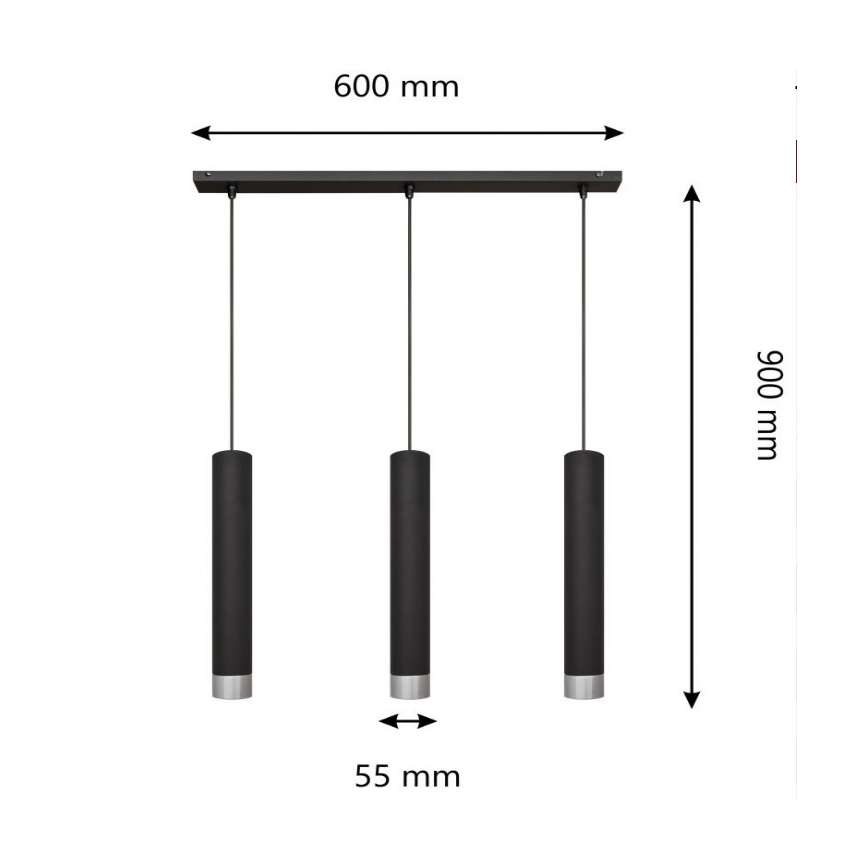 LED Candelabro sobre uma corda TUBA 3xGU10/4,8W/230V